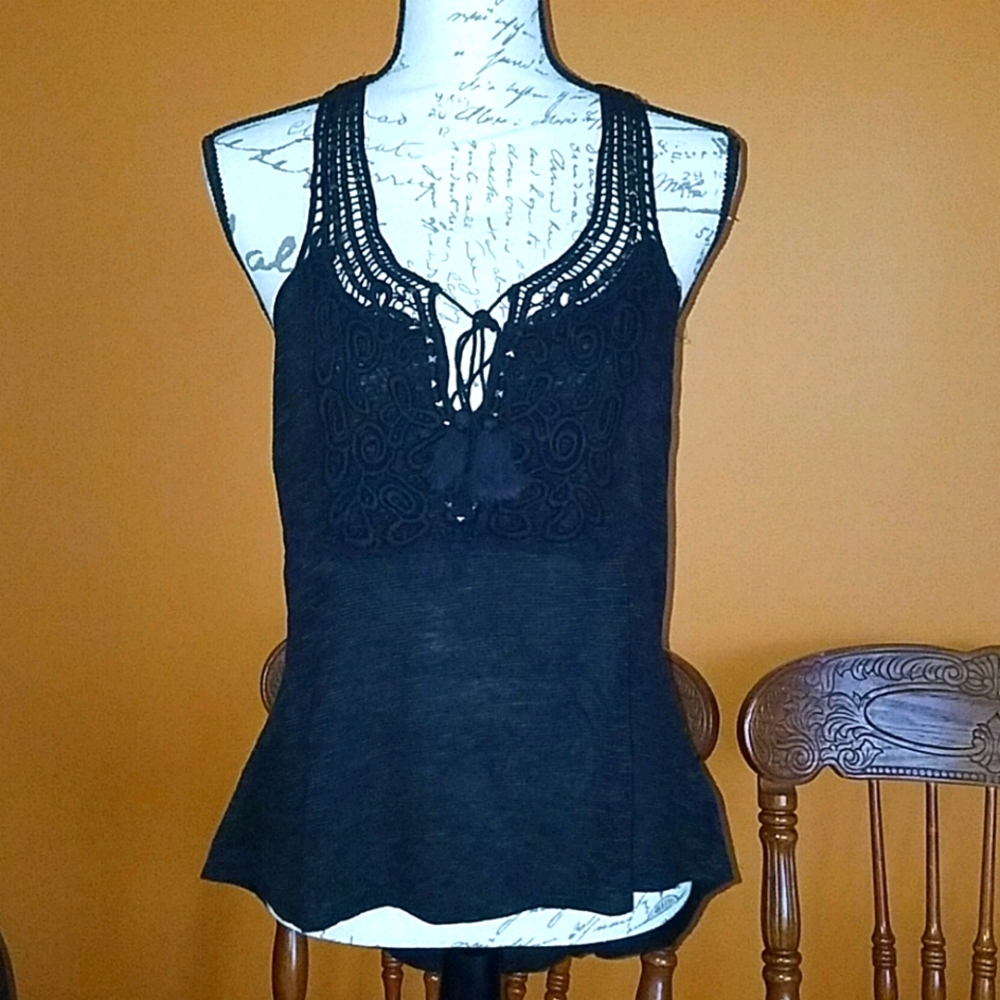 Crochet Halter Top Black M/L